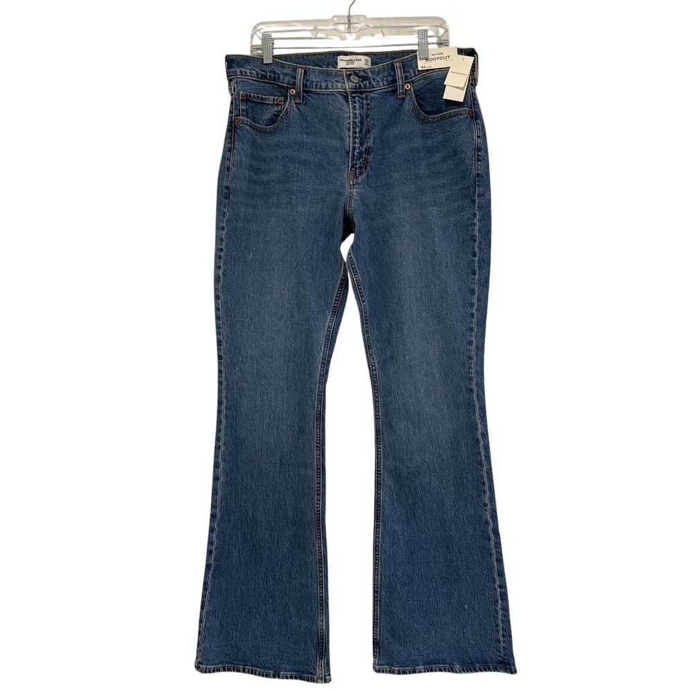 Abercrombie & Fitch Women's Mid-Rise Bootcut Jeans 32 Long Blue Casual NEW NWT